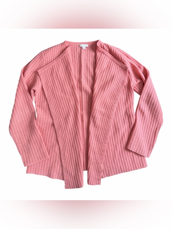 Garnet Hill Sweaters - Garnet Hill Womens Pink 100% Cashmere Ribbed Knit Open Front V-Neck Cardigan M